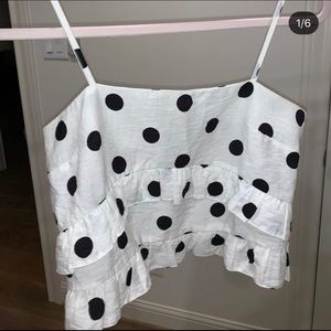 Top shop cropped ruffle polka dot top